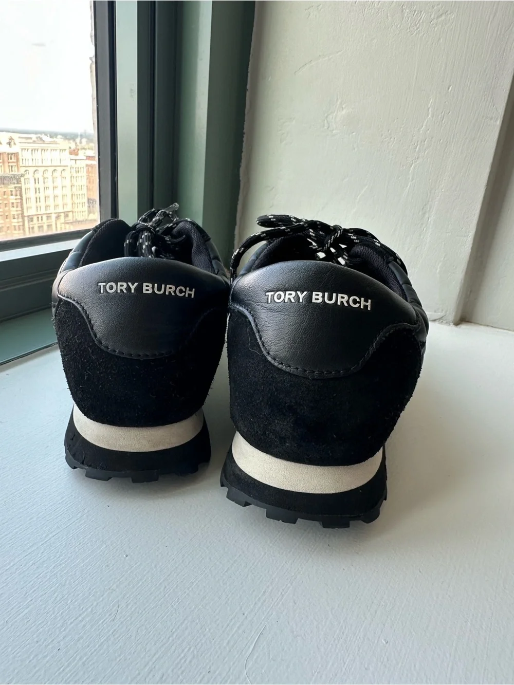 Tory Burch Black Quilted Lace-Up Sneakers with Contrast Midsole